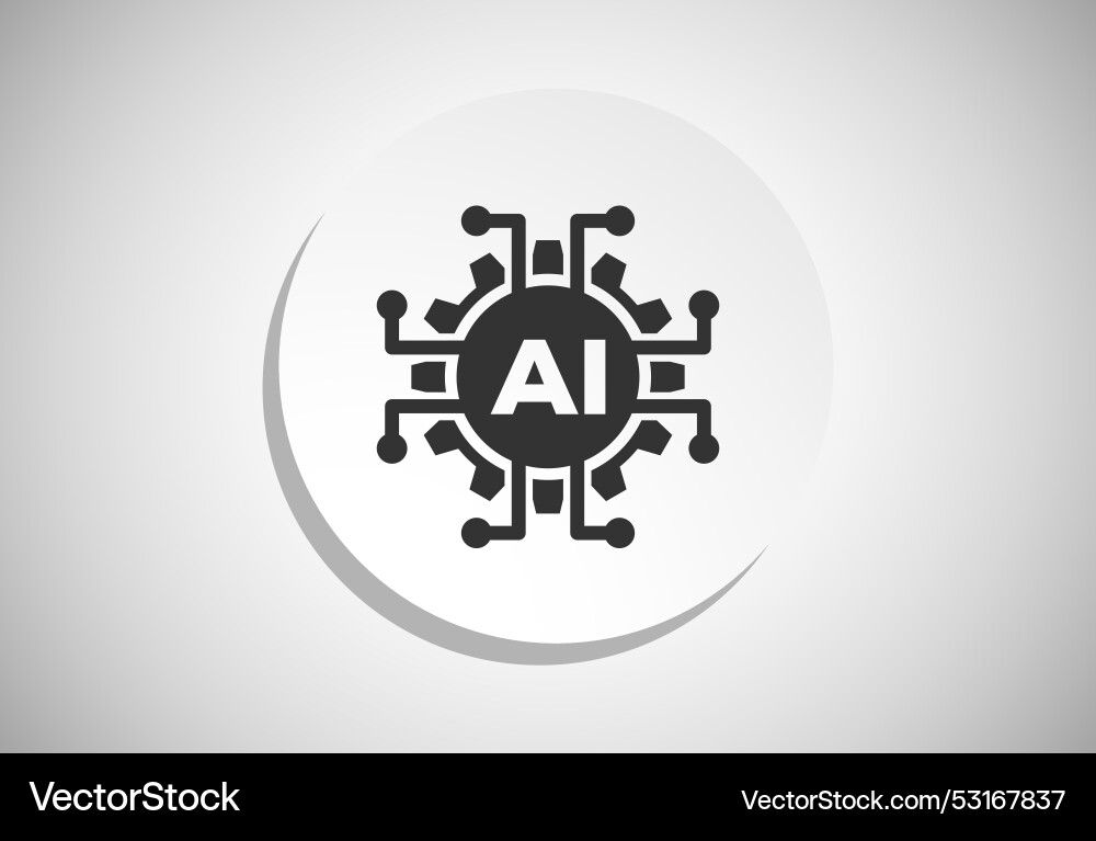 Artificial intelligence icon button for mobile Artificial intelligence icon button for mobile Vector Image