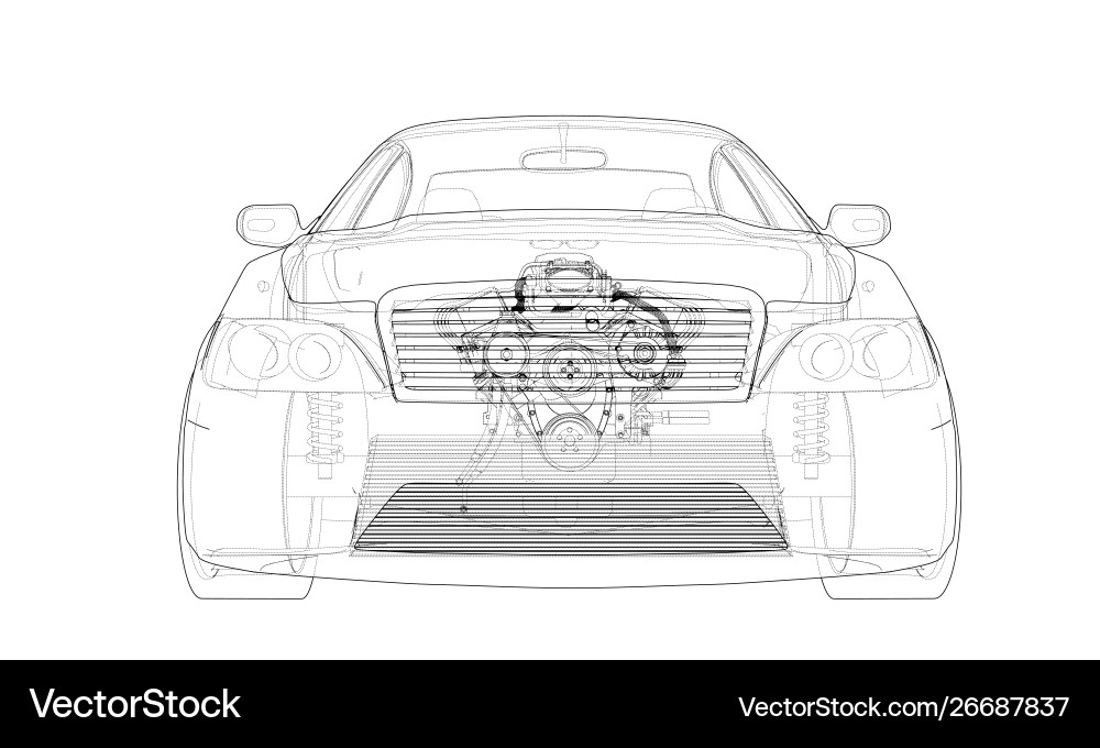Concept car rendering 3d Concept car rendering 3d Vector Image