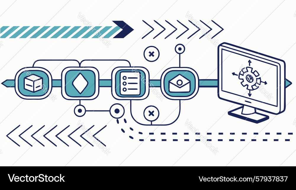 Data flow and process diagram workflow vector image