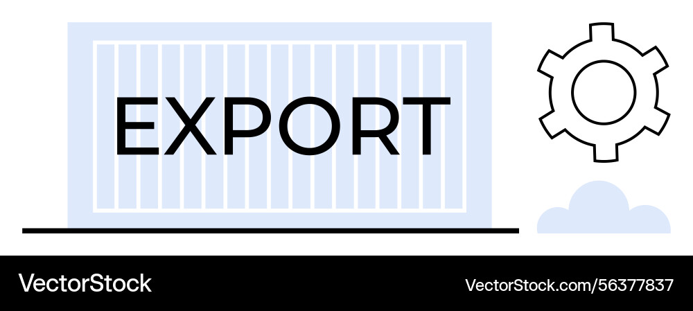 Export container with gear icon representing Export container with gear icon representing Vector Image