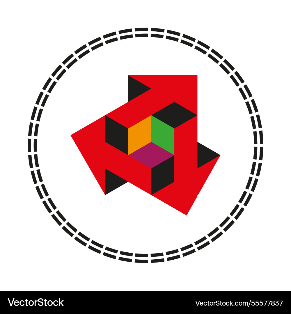 Geometric cube arrows abstract optical effect Geometric cube arrows abstract optical effect vector image