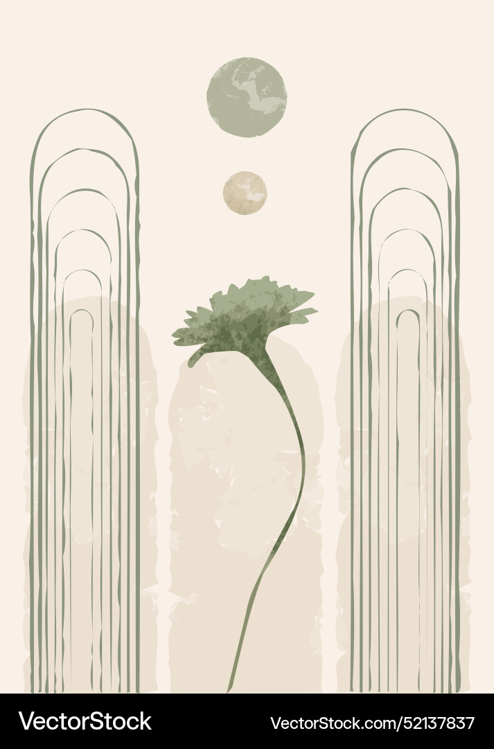 Green boho wall art elegant organic poster Vector Image