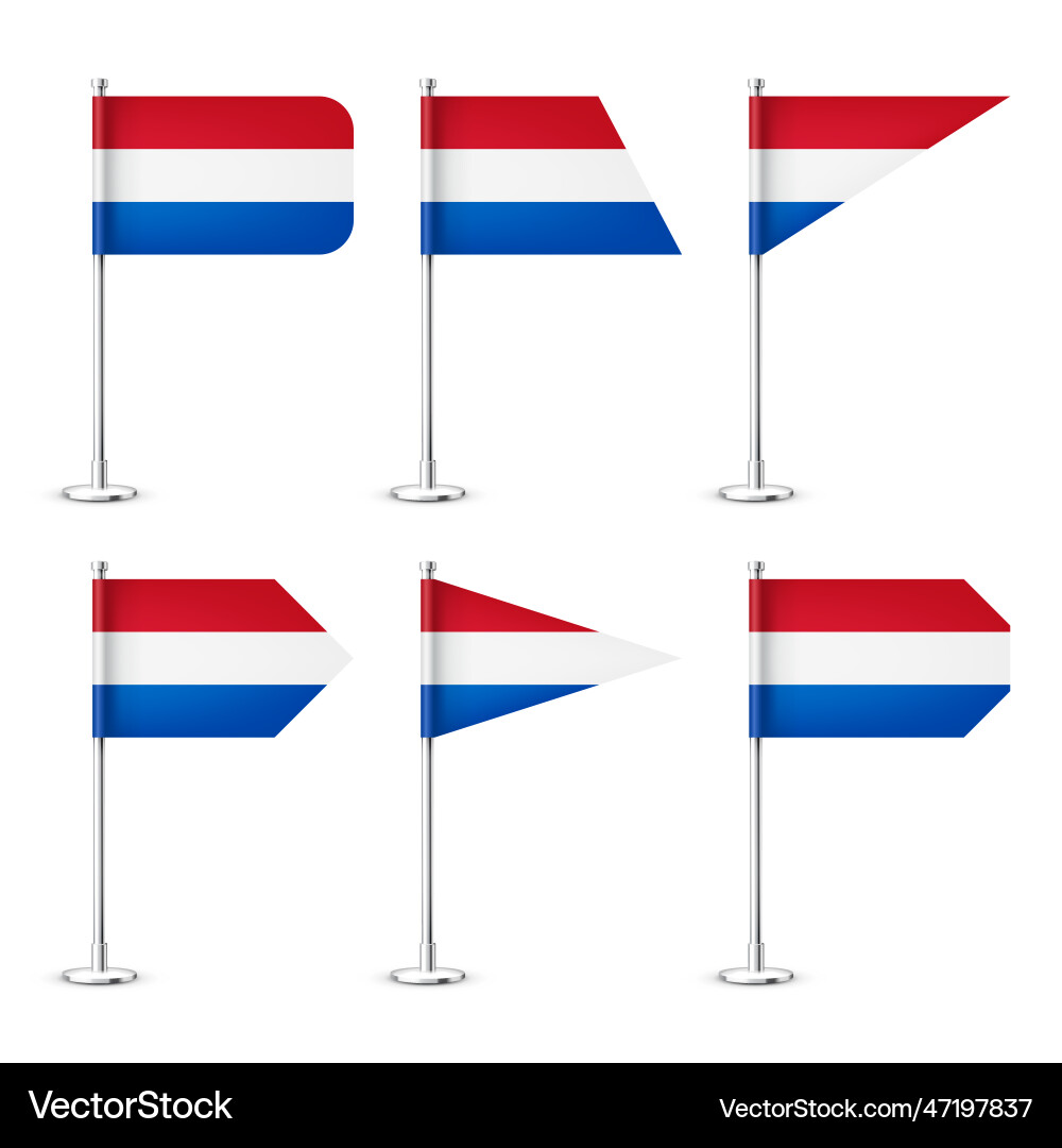 Realistic various dutch table flags on a chrome Realistic various dutch table flags on a chrome vector image