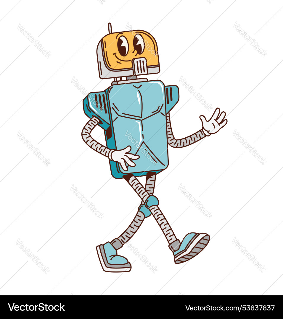 Retro Robot Character Vector Image