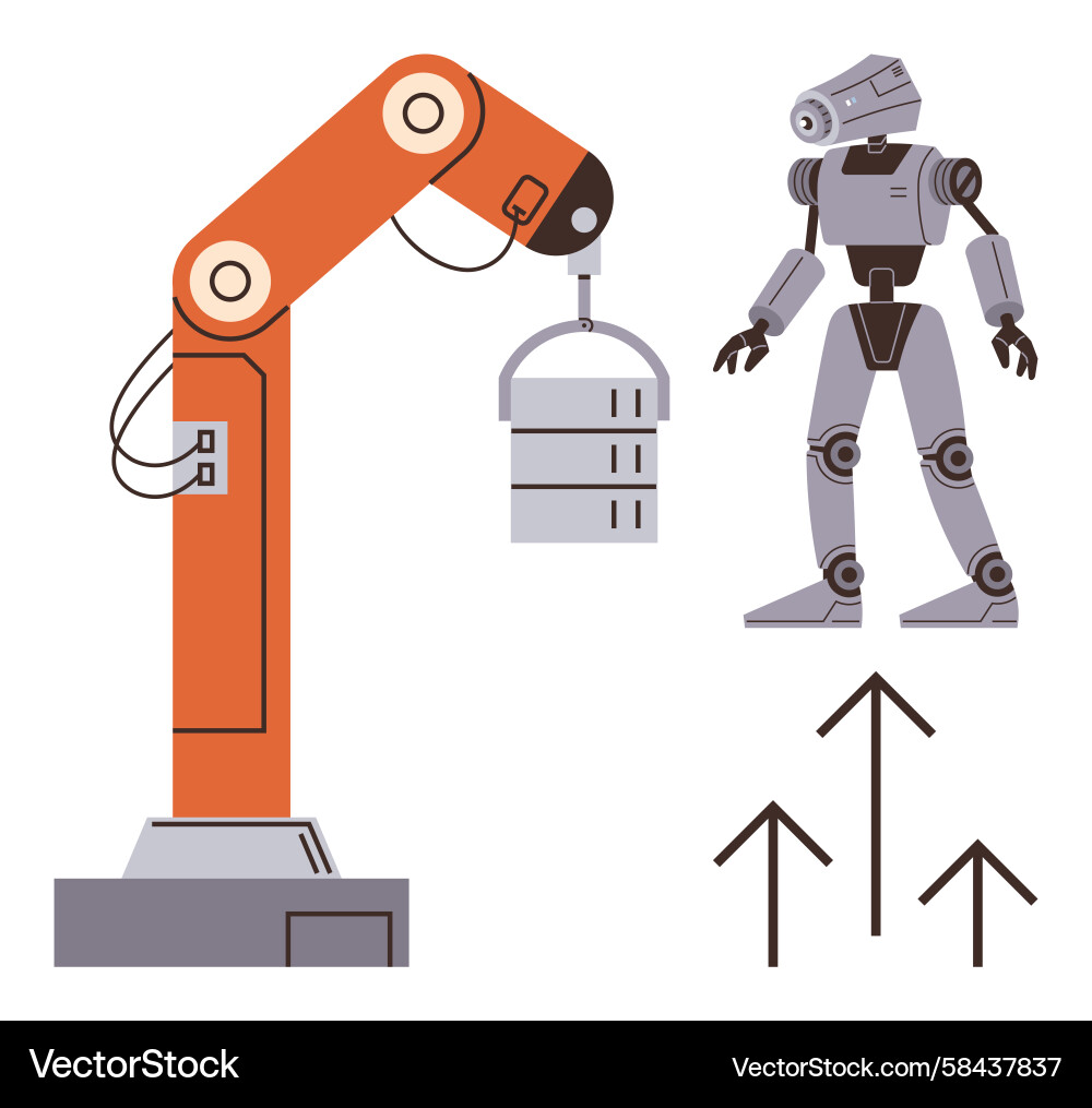 Robotic Server Handling & Growth Vector Image