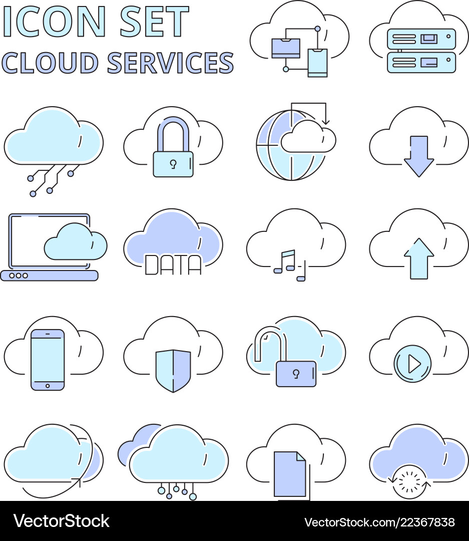 Cloud Data & Connection Icons vector image