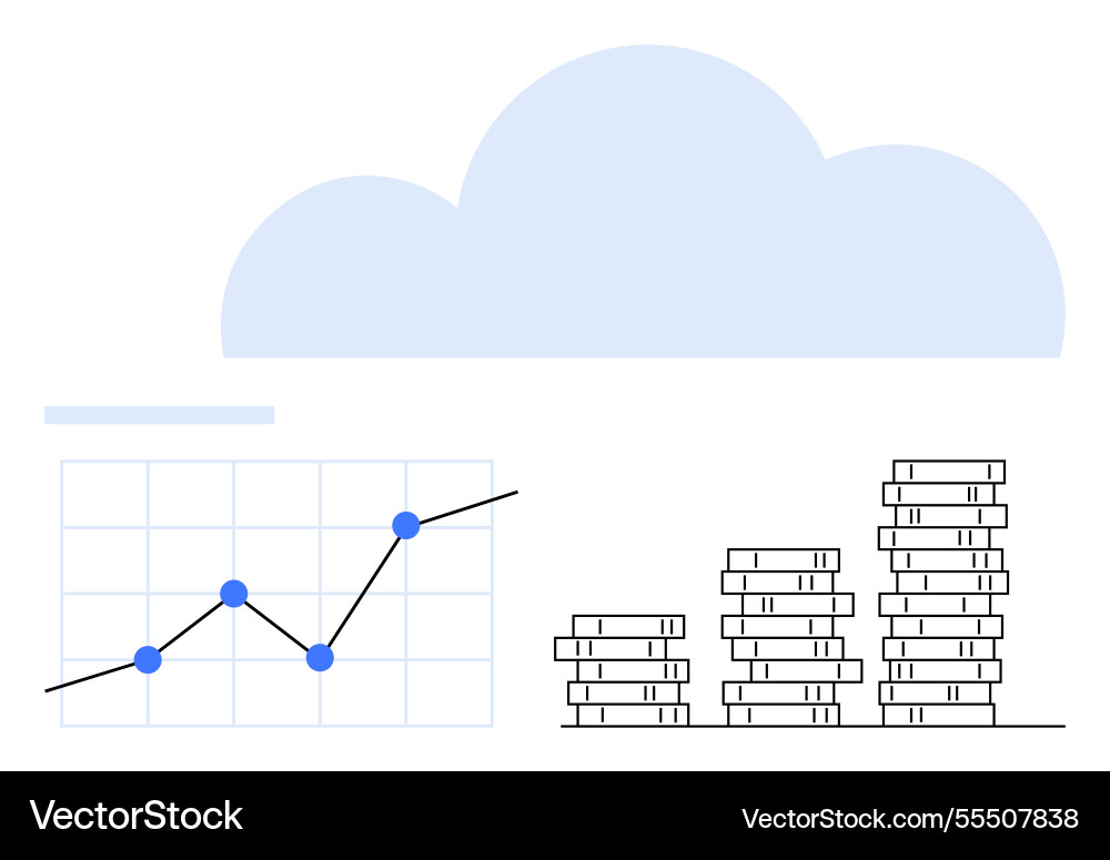 Data growth represented by line graph and stacked Data growth represented by line graph and stacked Vector Image