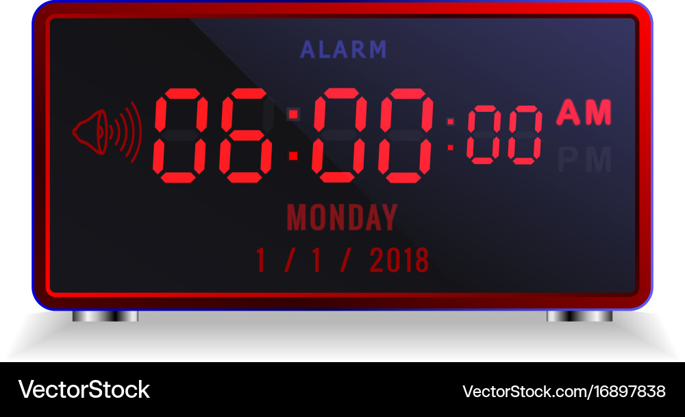 Digital Alarm Clock with Calendar Display vector image