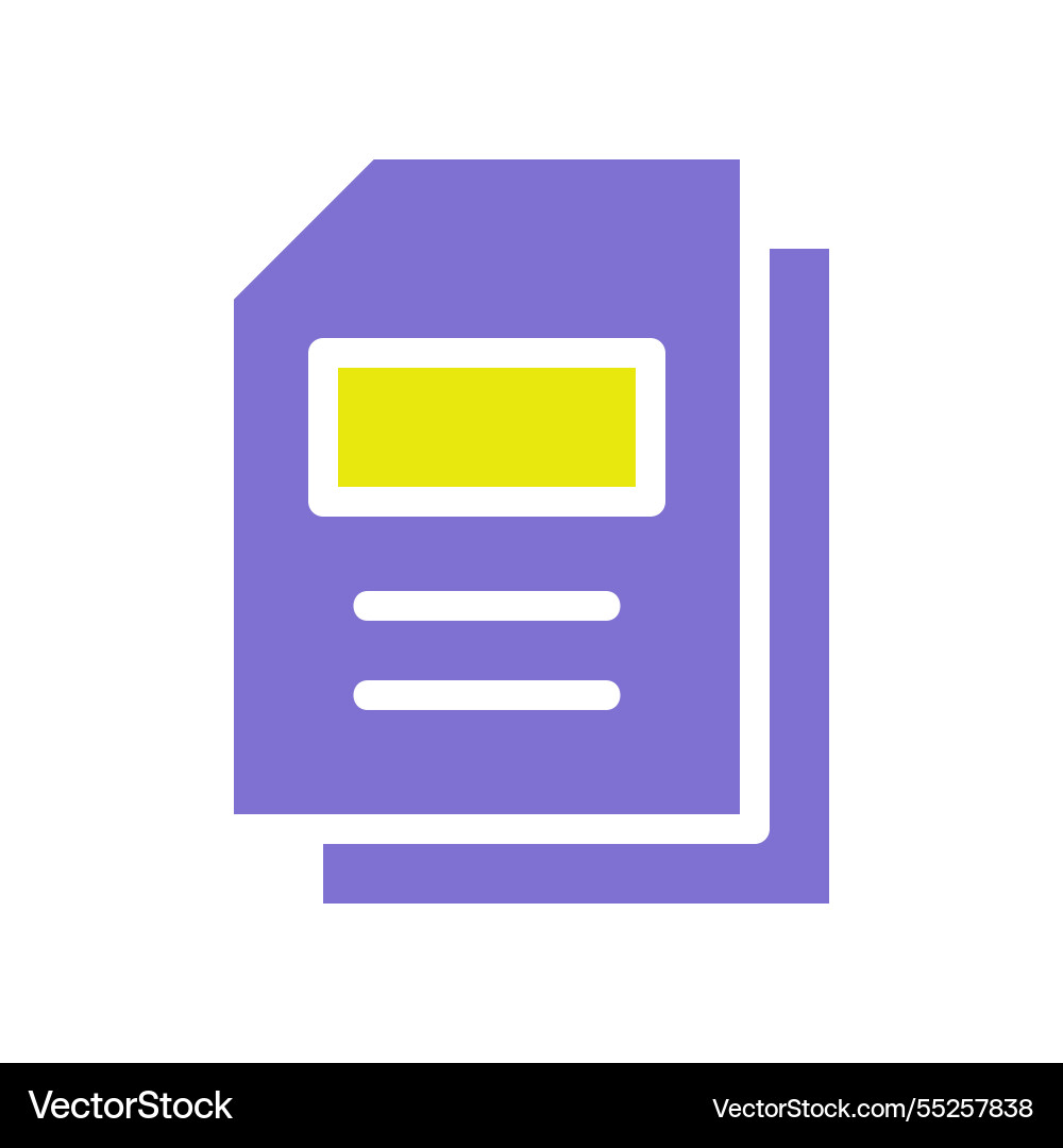 Document icon stacked with a yellow top rectangle vector image