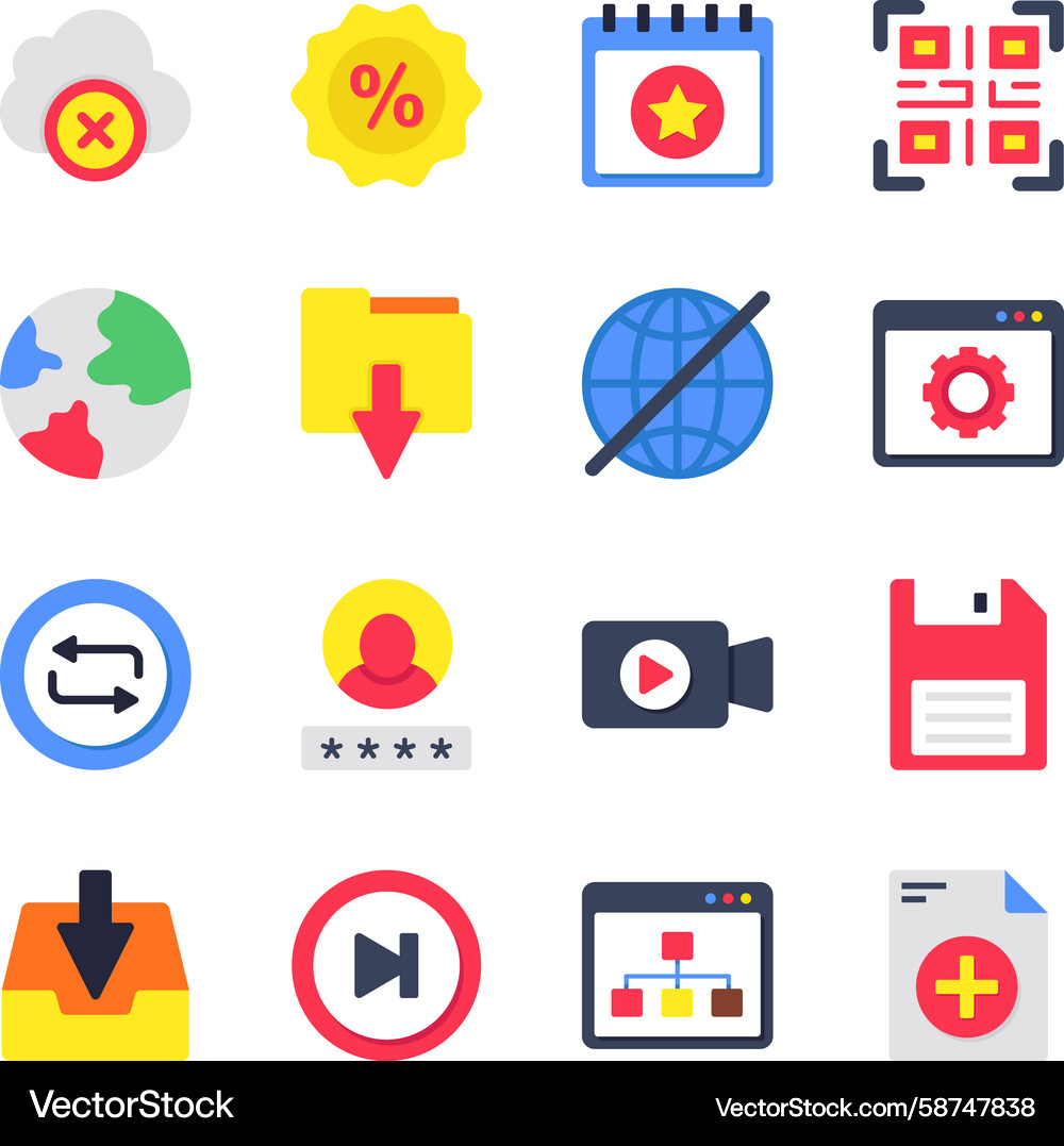 Flat UI Icon Set - Digital Tools Vector Image
