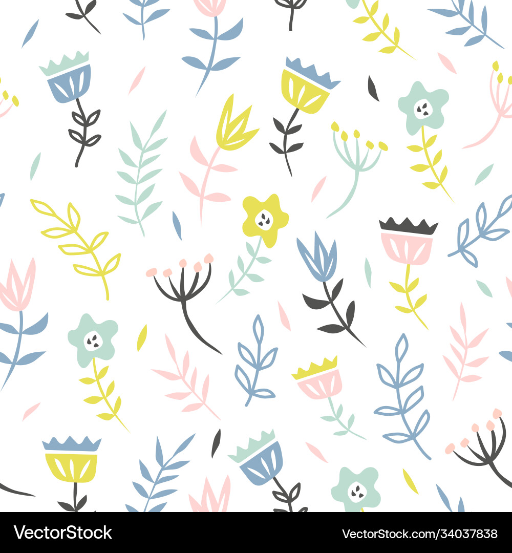 Floral seamless pattern with cute flower Floral seamless pattern with cute flower vector image