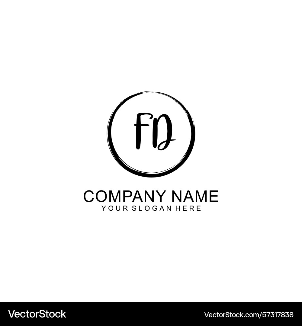 Handwritten fd initial logo with circle Handwritten fd initial logo with circle Vector Image