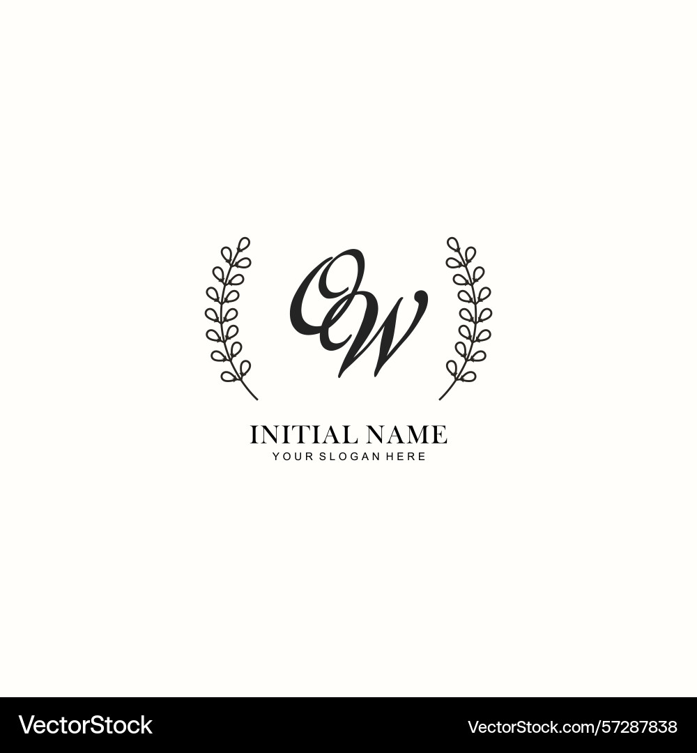 Ow initial logo templates with botanical elements Ow initial logo templates with botanical elements Vector Image
