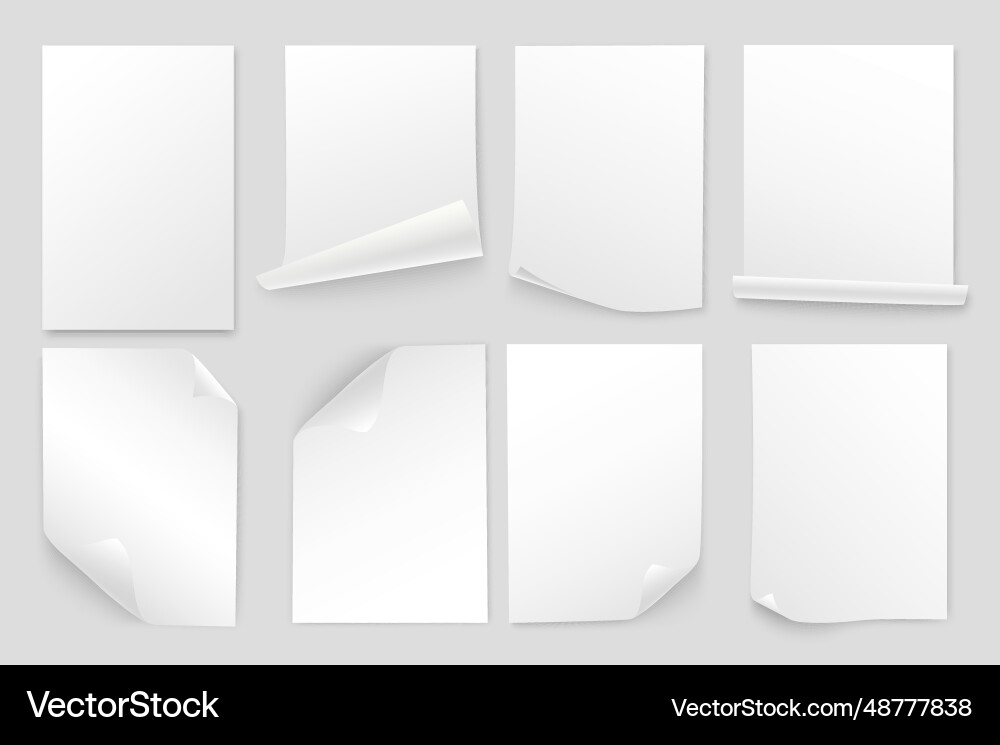 Paper sheets mega set in 3d realistic design Paper sheets mega set in 3d realistic design vector image