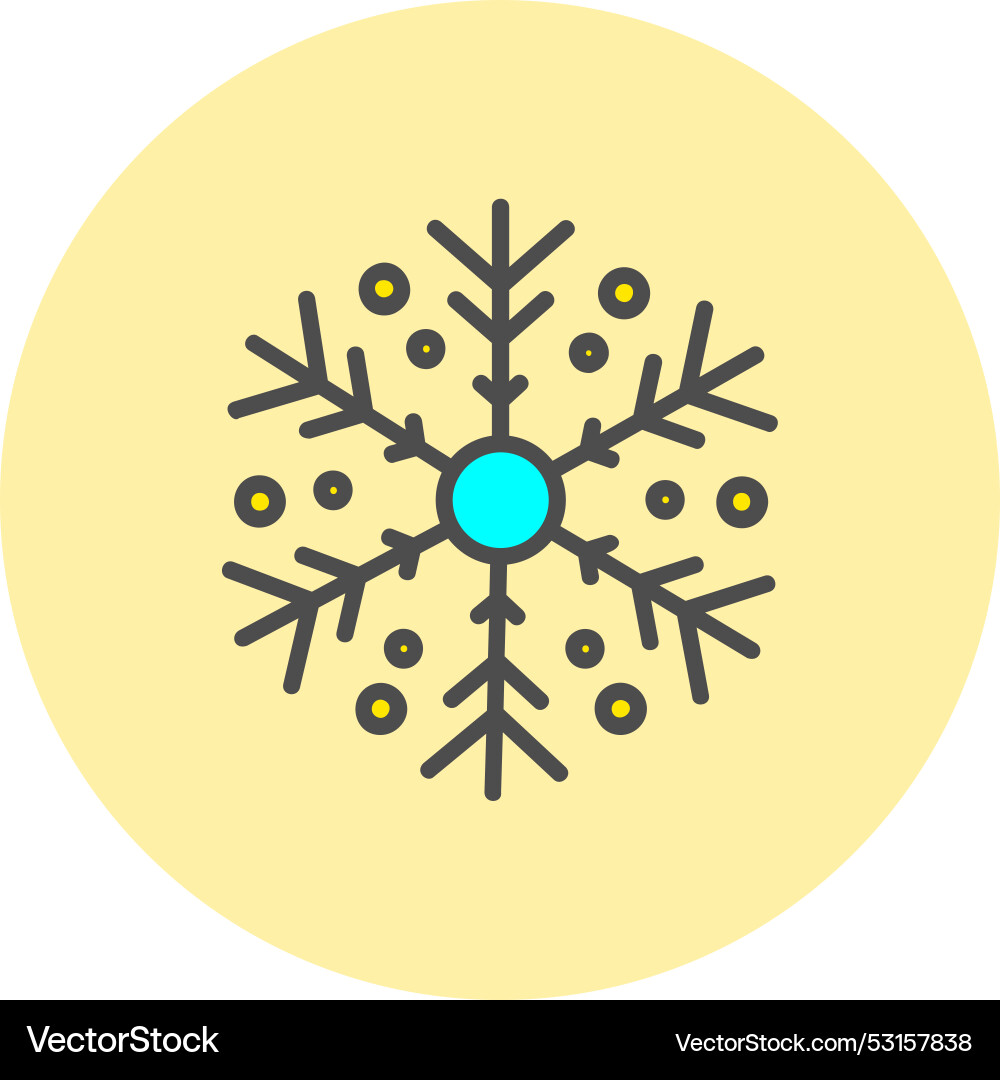 Snowflake line filled circle icon Vector Image