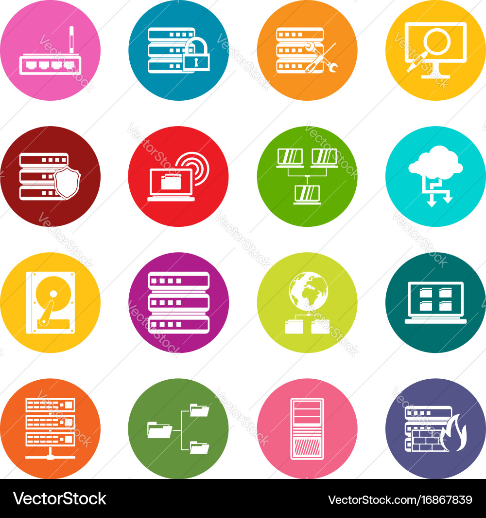 Big data icons many colors set vector image