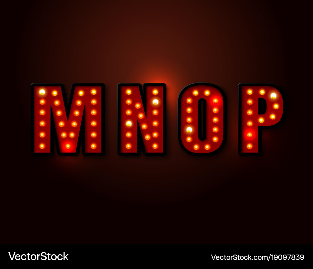 Bulb red light font on background vector image