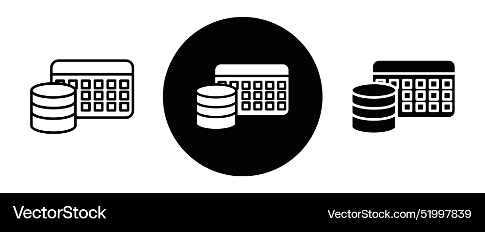 Data table outline icon collection or set vector image