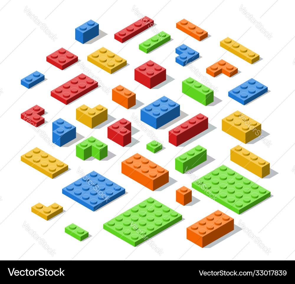 Isometric Colorful Building Blocks Vector Image