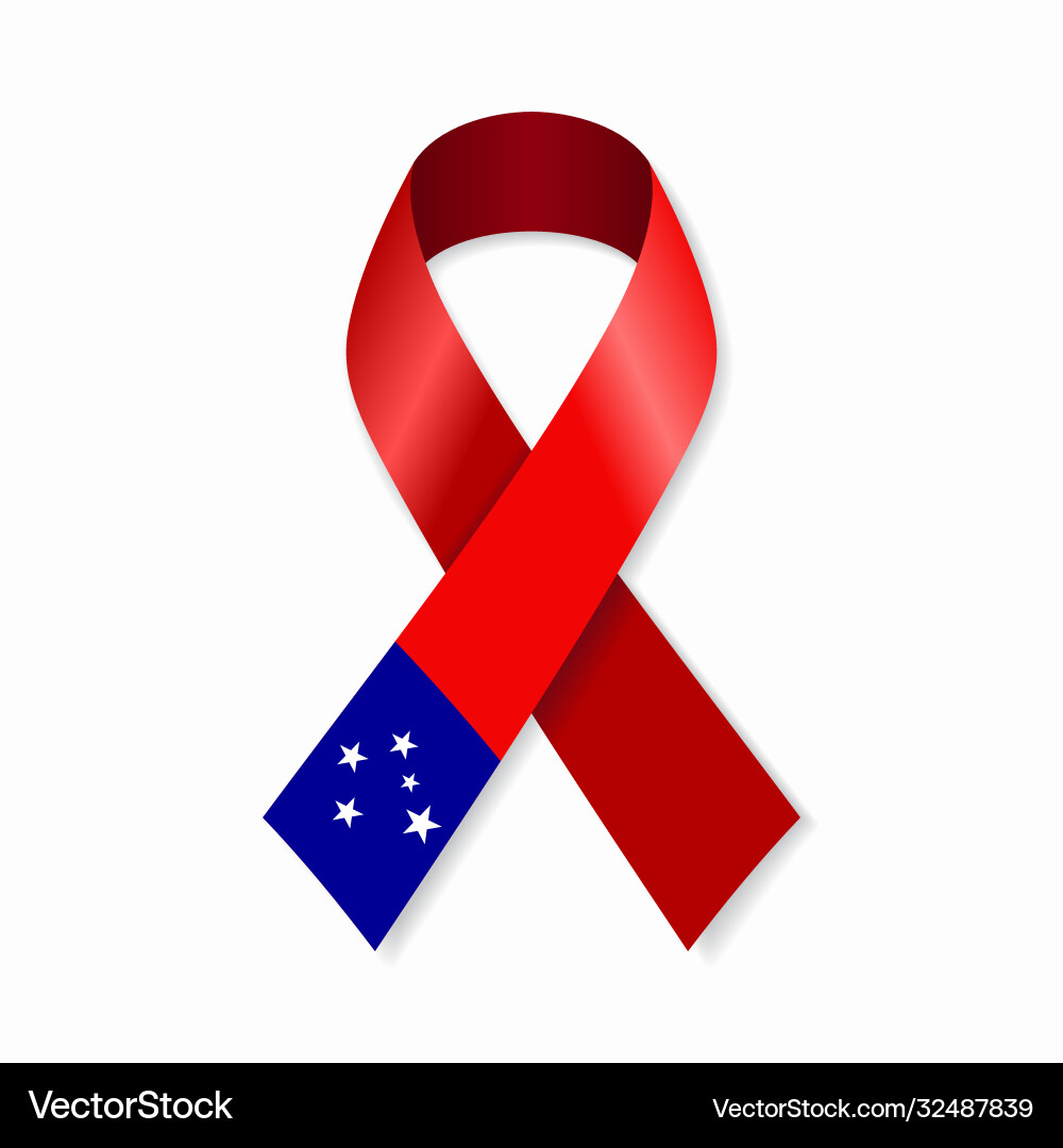 Samoan flag stripe ribbon on white background Vector Image