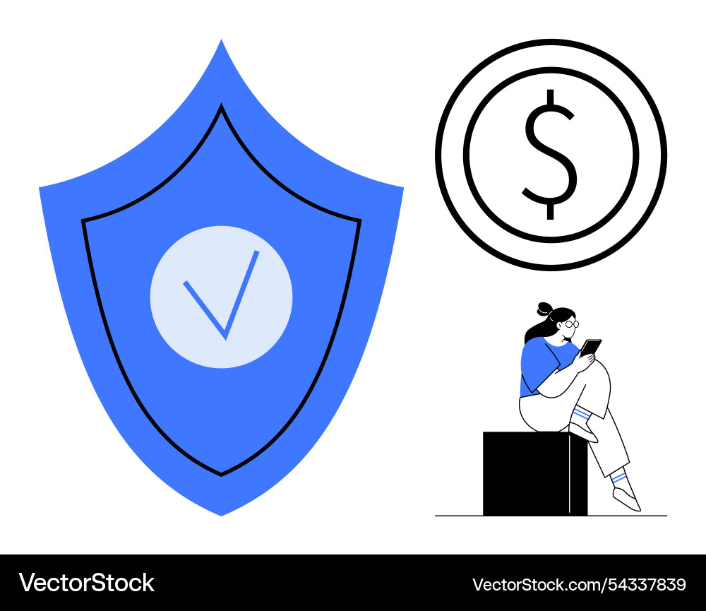 Secure online transactions depicted by shield Vector Image