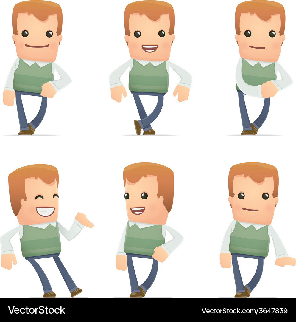 Set of neighbor character in different poses Vector Image