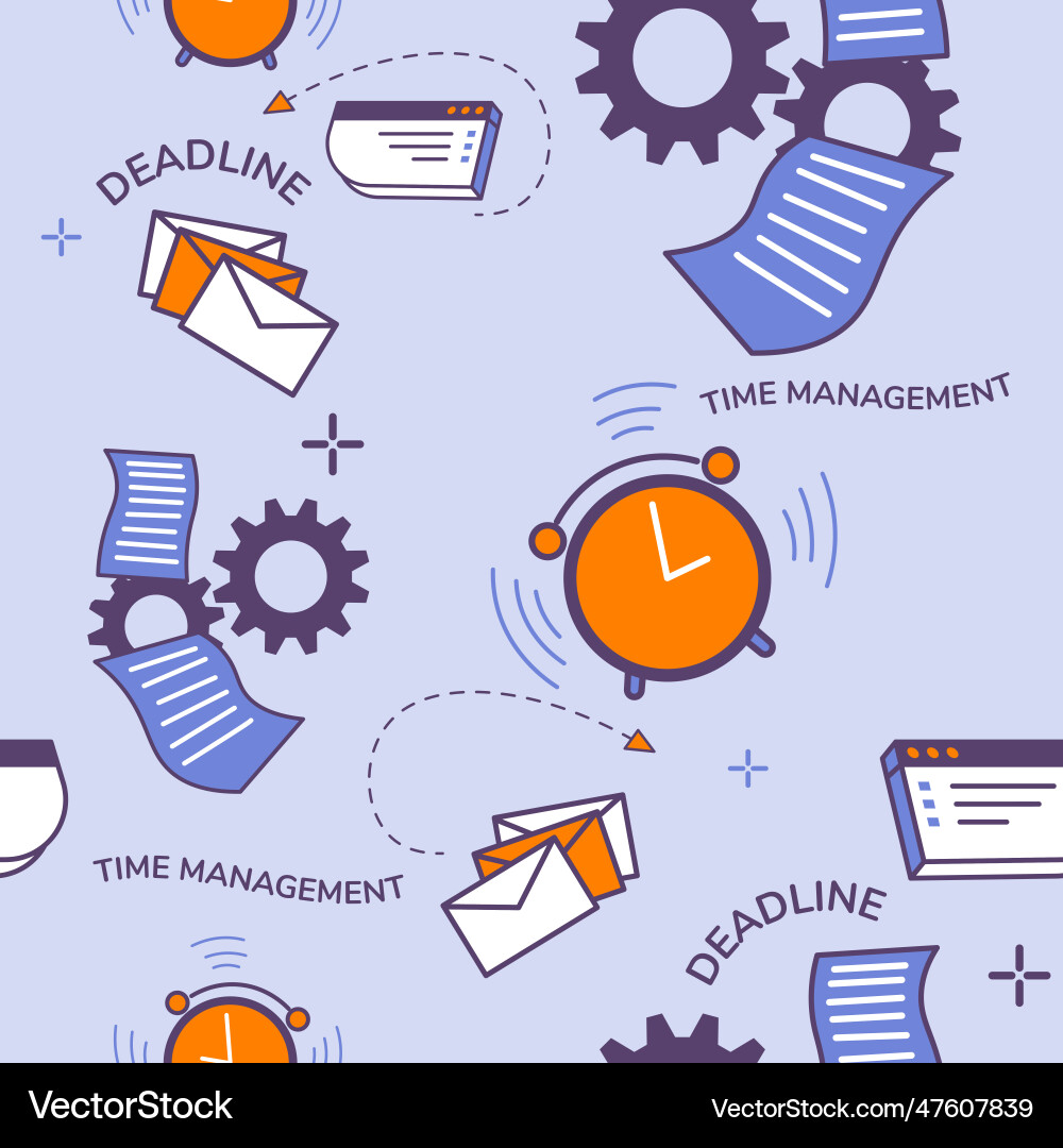 Time management and deadlines seamless pattern Time management and deadlines seamless pattern vector image
