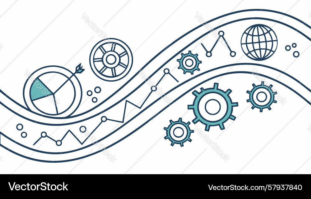 Data Flow & Analytics Gears Vector Image
