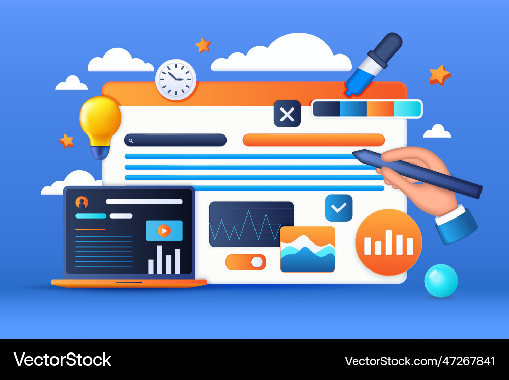 3d Grafik-Design Web-ui die Website erstellen 3d Grafik-Design Web-ui die Website erstellen vektorbild