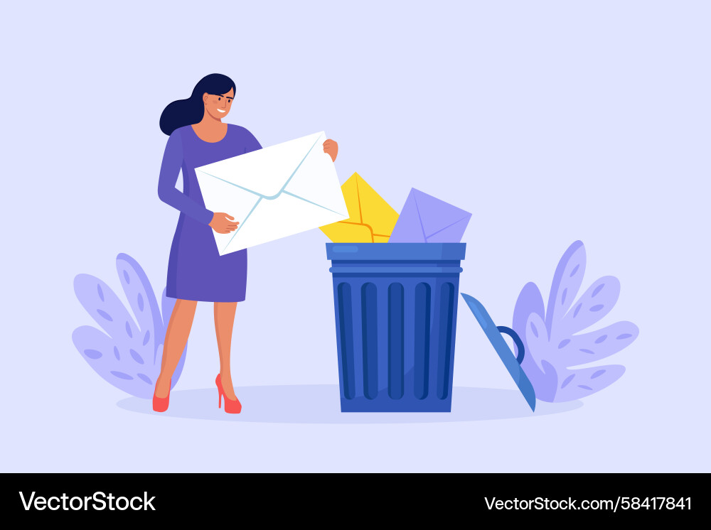 Deleting Data - Trash Bin Vector Image