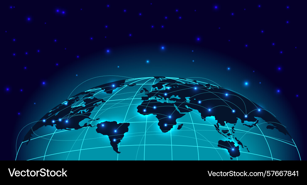 Earth globe with threads of global network Vector Image