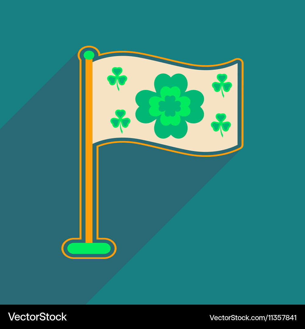 Flat web icon with long shadow flag clover vector image