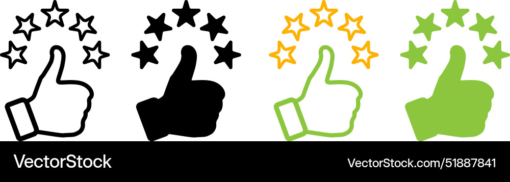 Thumb up with five star satisfaction rating Vector Image