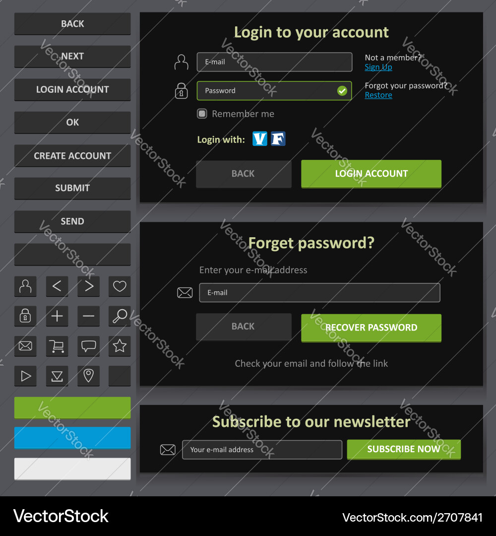 Web design elements set black2 Royalty Free Vector Image