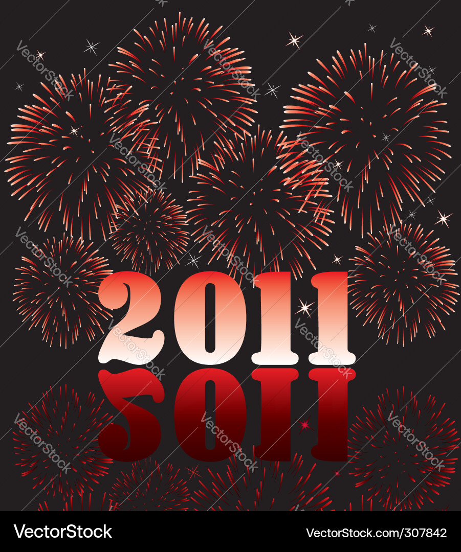 2011 numbers with fireworks vector image