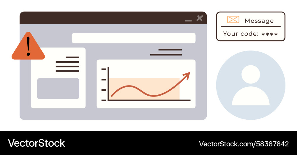Data Monitoring Dashboard with Growth Chart Vector Image