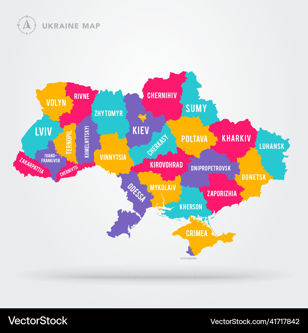 Map of the ukraine with province and names Map of the ukraine with province and names vector image
