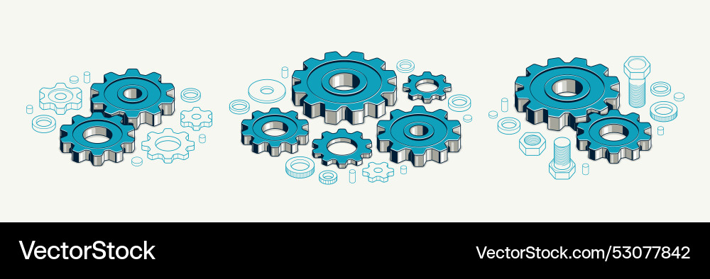 Mechanical engineering concept gears and cogs Mechanical engineering concept gears and cogs vector image