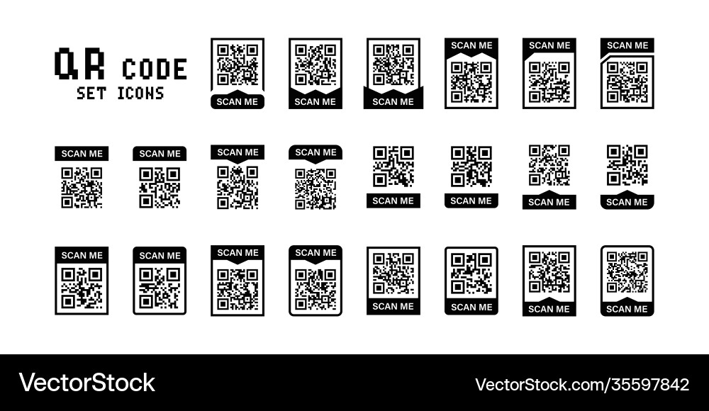 Scannen Sie mich QR Code Icons - Mobile Device Set vektorbild