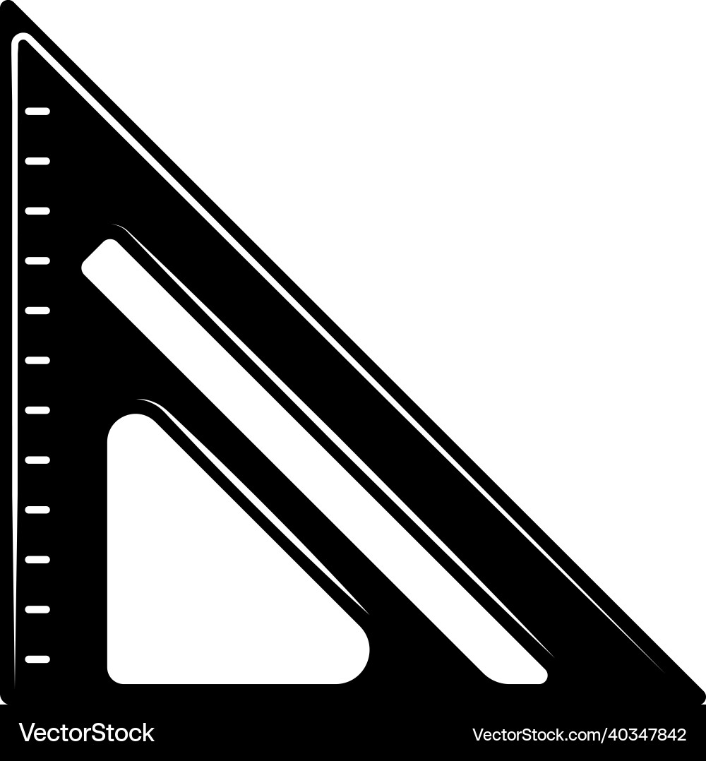 Triangular ruler engraving composition vector image