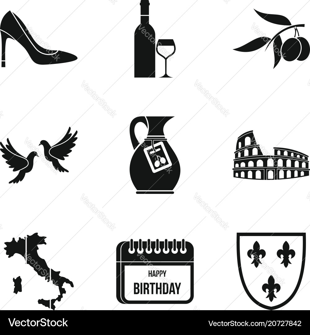 Vodka icons set simple style Vodka icons set simple style vector image