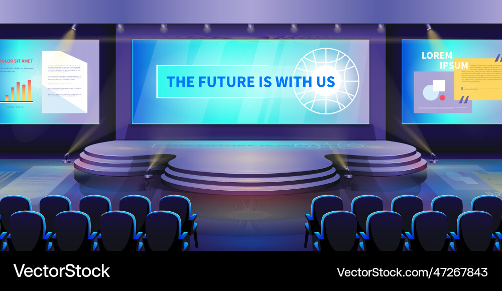 Conference stage event hall auditorium seats Vector Image