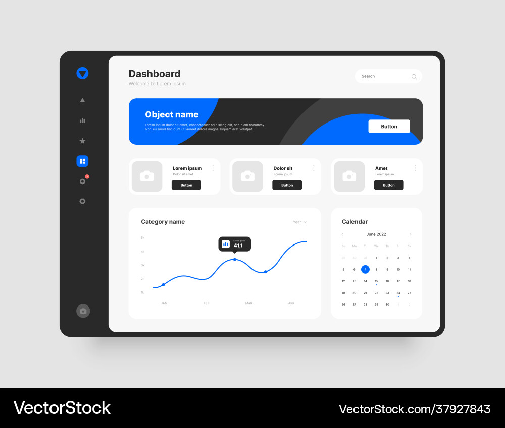 Dashboard UI Kit - Wireframe Screens Vector Image