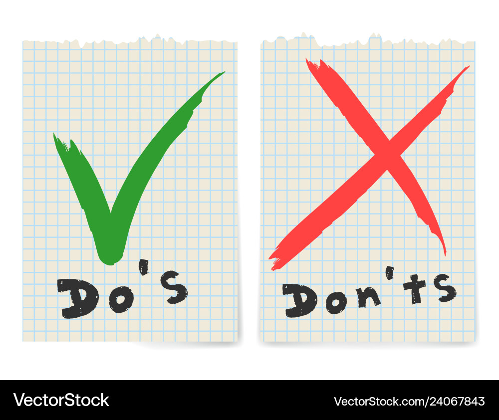 Do & Don't Checkmarks - Red Cross & Tick Icons vector image