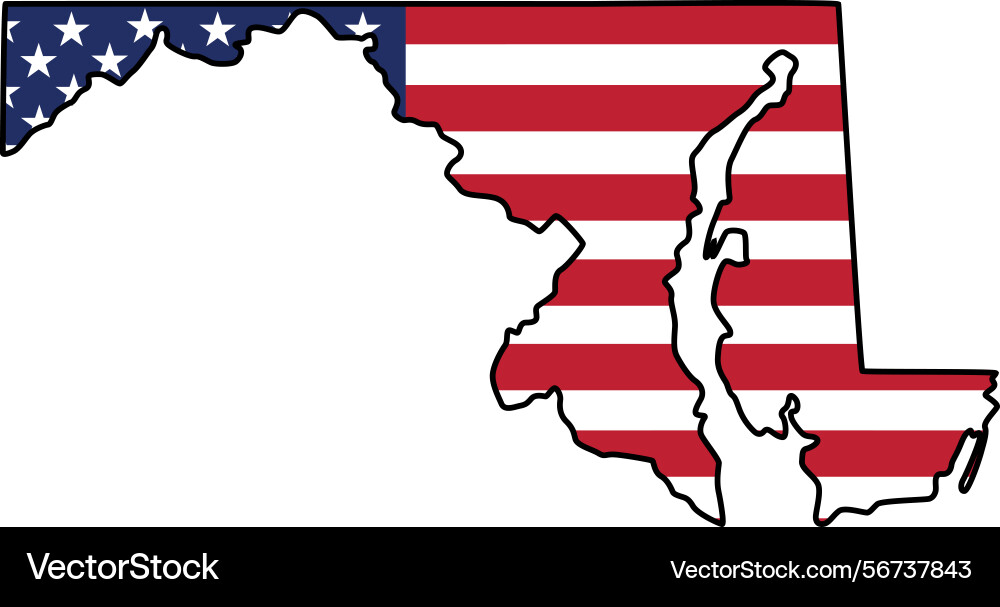 Map of maryland state design with usa flag Map of maryland state design with usa flag Vector Image