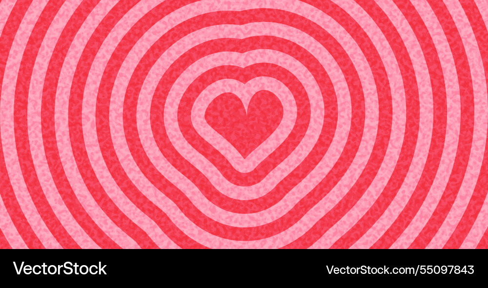 Red heart pattern with textured concentric stripes Red heart pattern with textured concentric stripes vector image