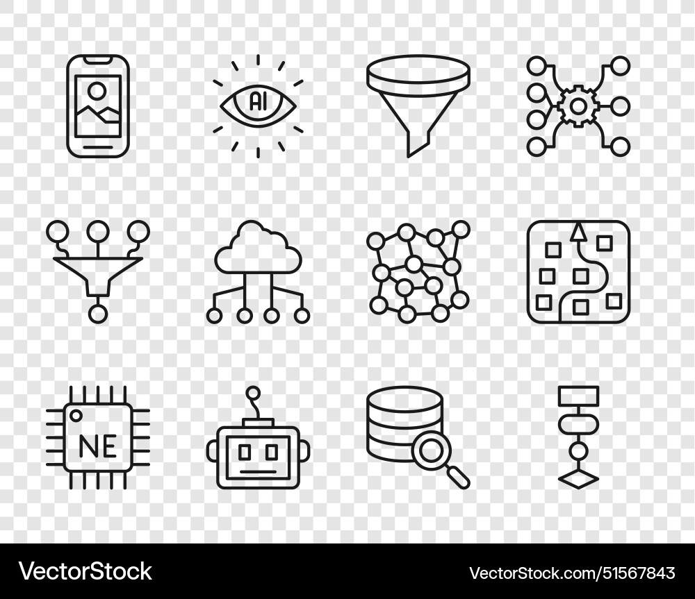 Set line processor cpu algorithm funnel filter Set line processor cpu algorithm funnel filter vector image