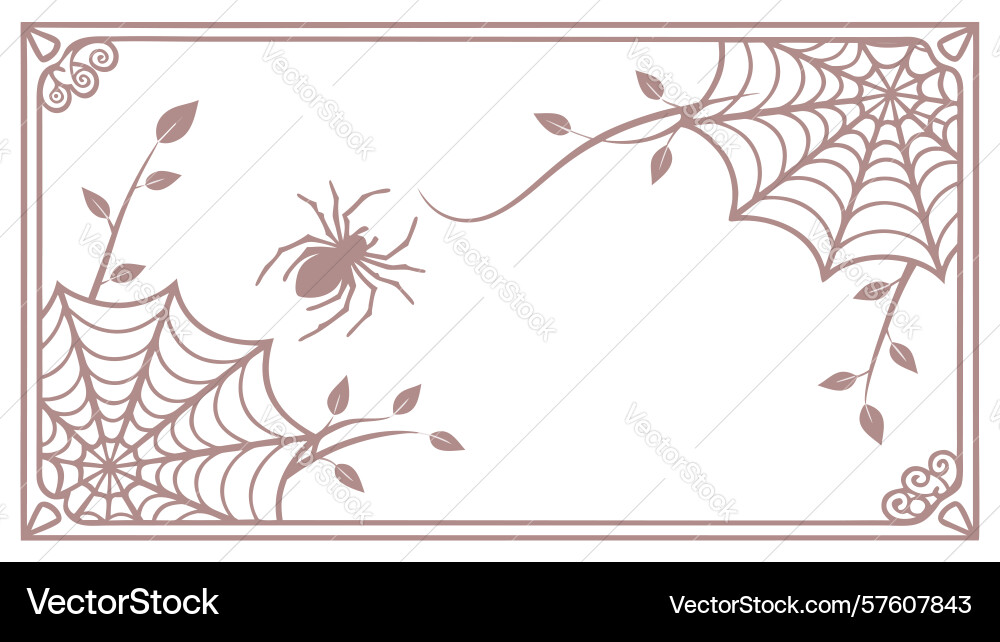 Spooky spider web frame corner design generative vector image