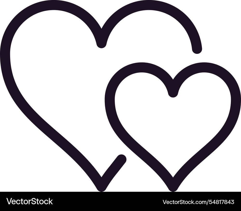 Two hand drawn hearts are overlapping creating Two hand drawn hearts are overlapping creating vector image
