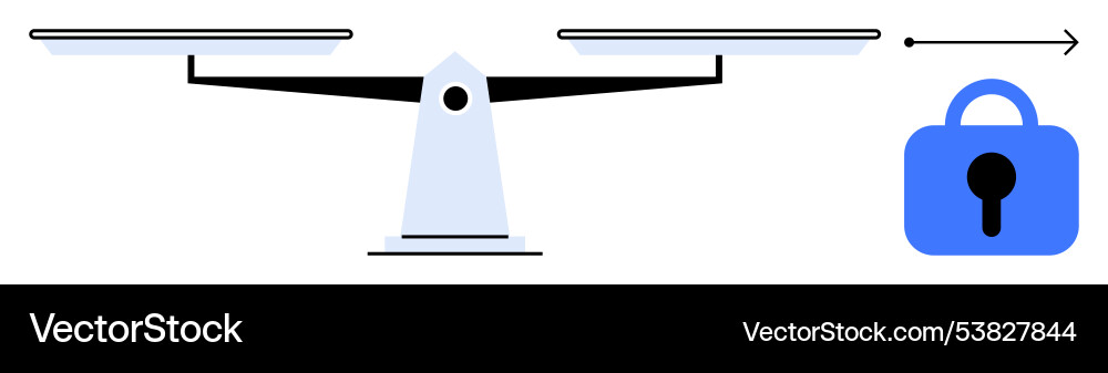 Balanced scale with lock security Balanced scale with lock security Vector Image